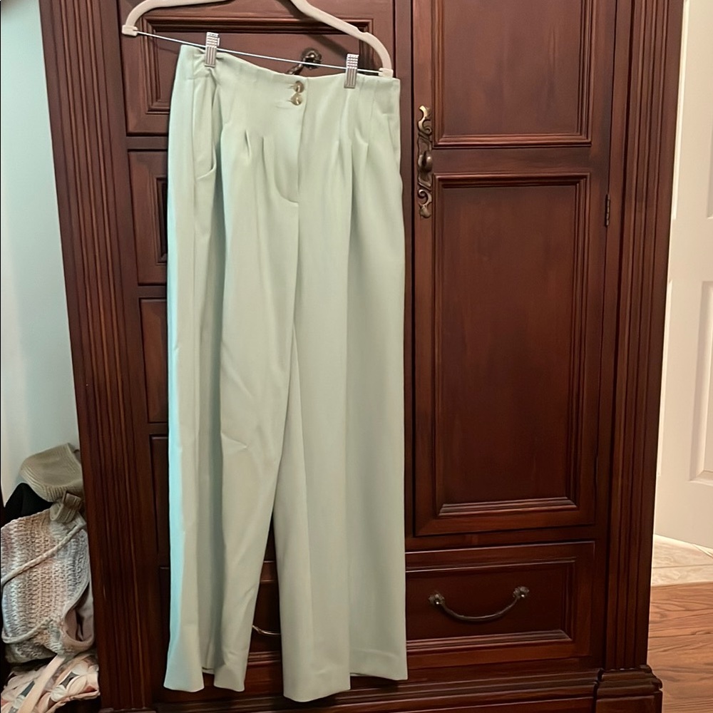 Maeve Pistachio High-Waisted Trousers